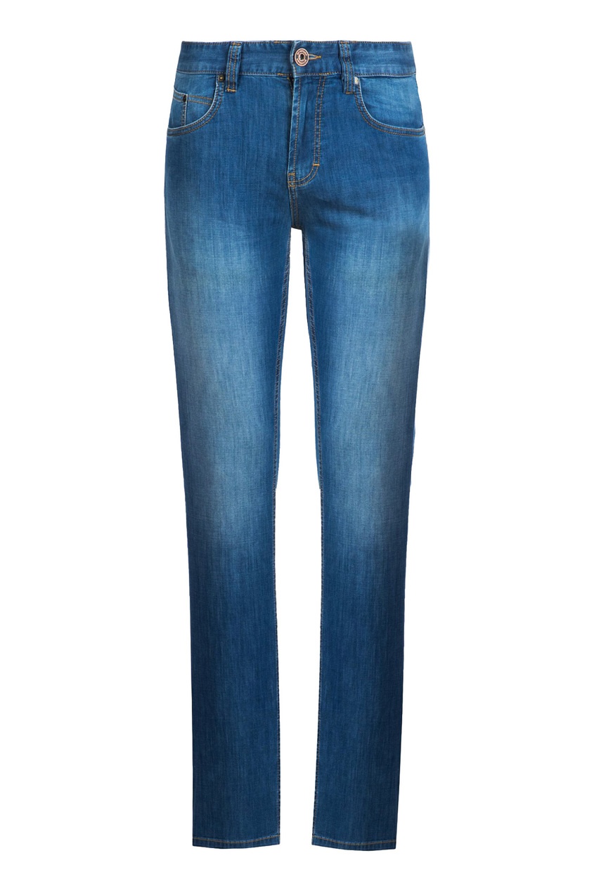 фото Голубые джинсы с выбеленными бедрами strellson