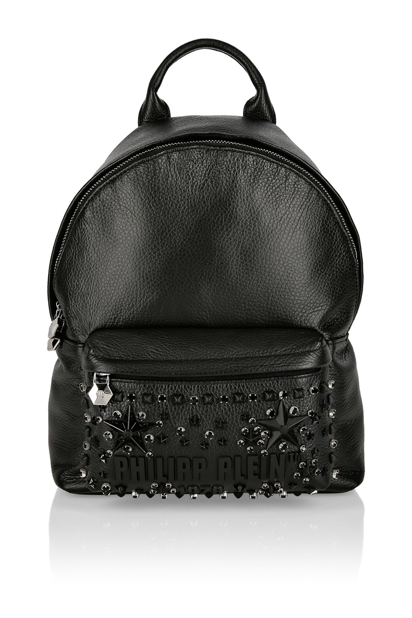 фото Черный рюкзак с отделкой philipp plein