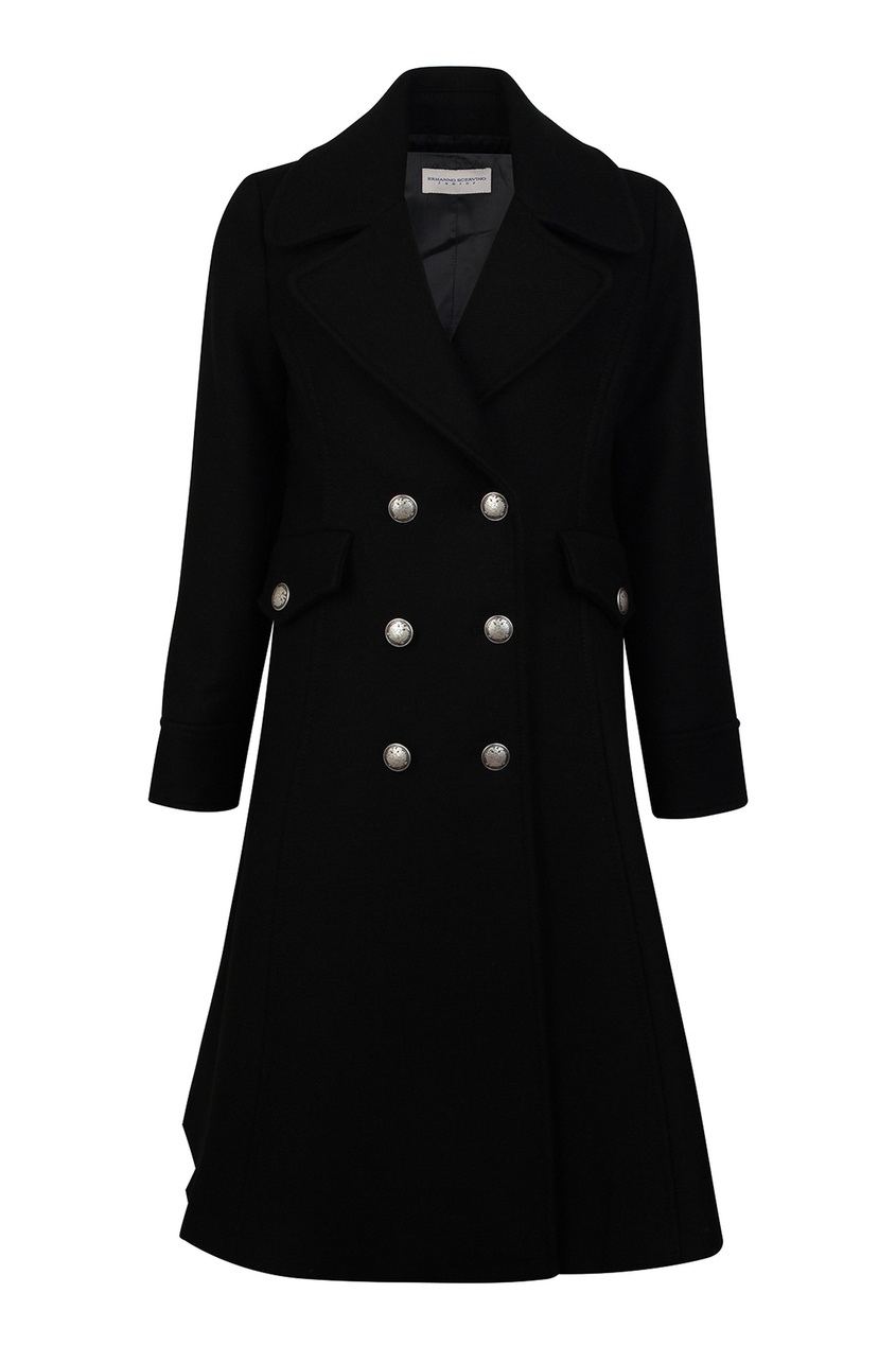 фото Черное пальто с серебристыми пуговицами ermanno scervino