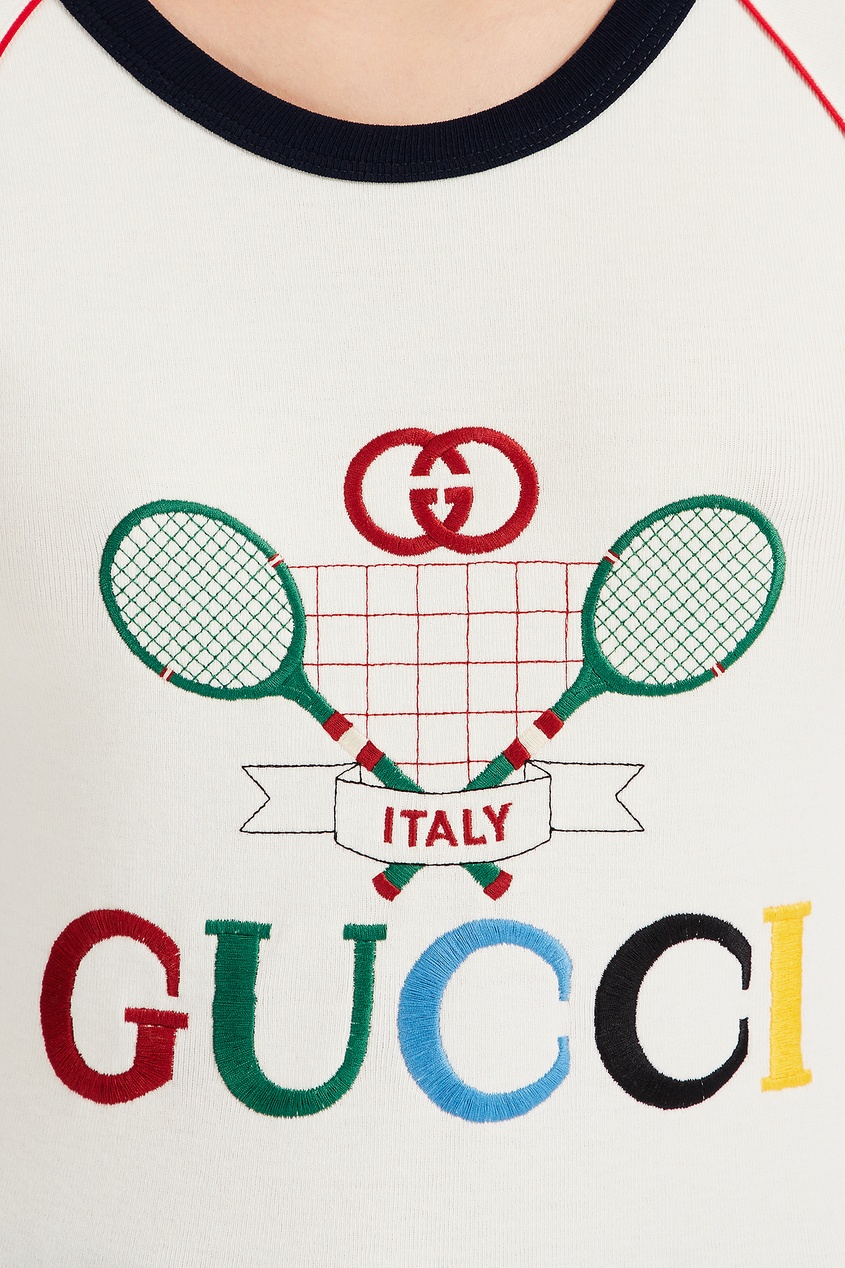 фото Футболка с изображением теннисных ракеток gucci