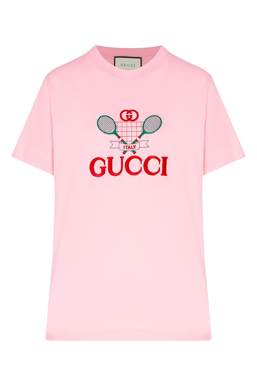 фото Розовая футболка с вышивкой gucci