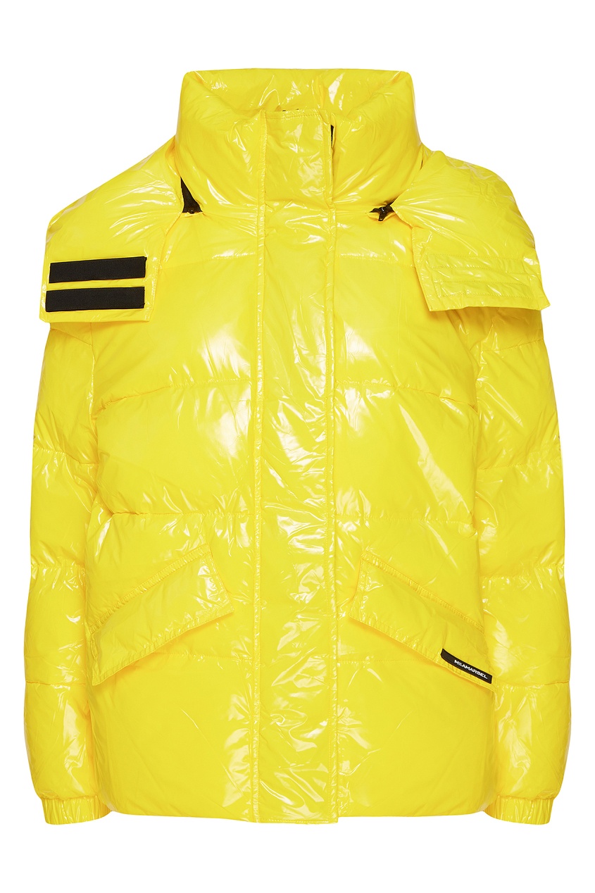 фото Желтая лаковая куртка-пуховик milamarsel
