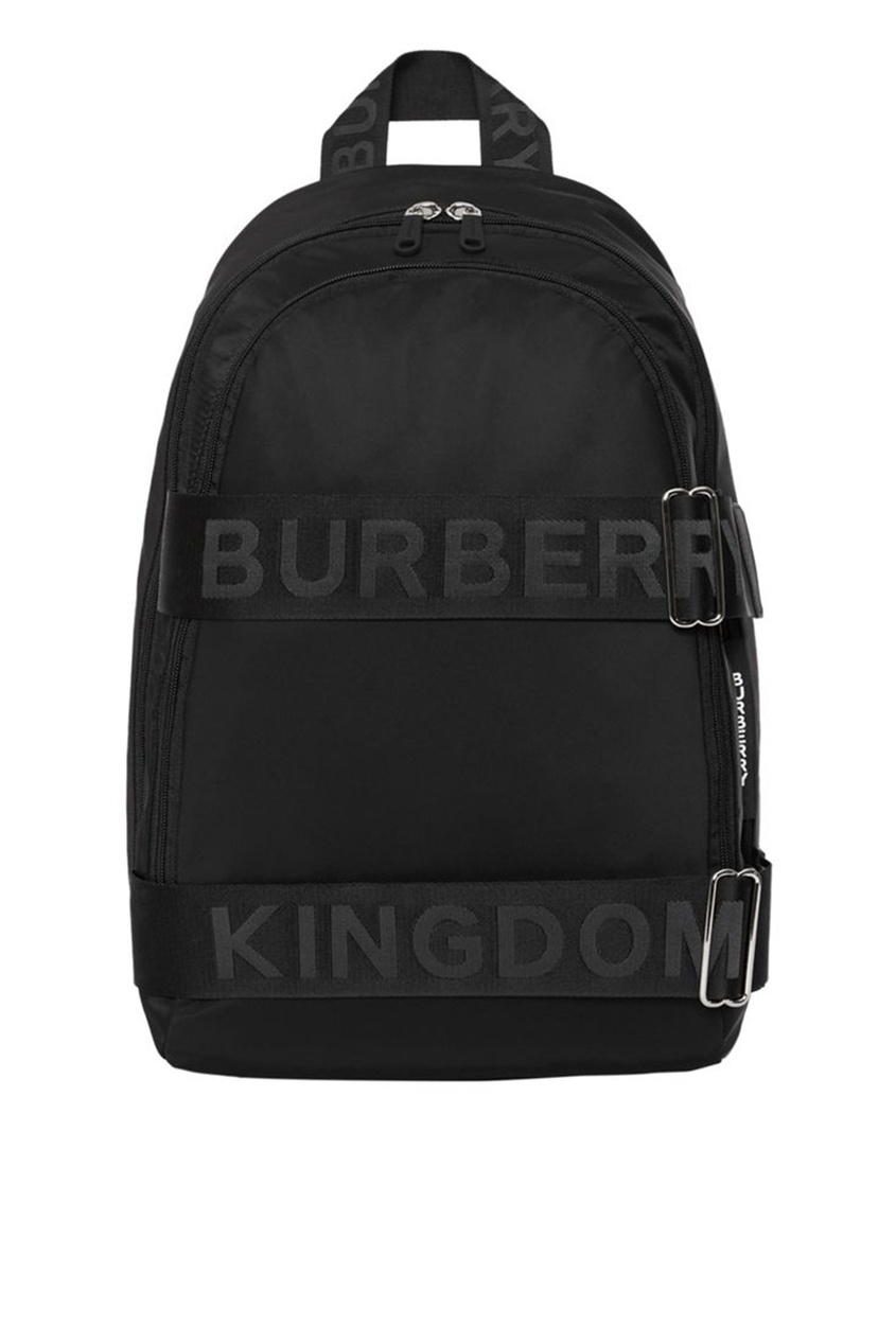 фото Черный рюкзак с широким ремнями burberry