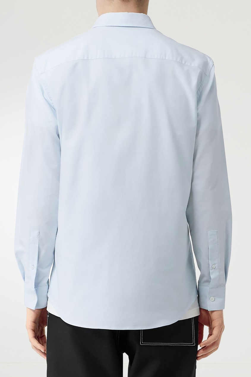 фото Светло-голубая рубашка из хлопка с кожаной деталью burberry