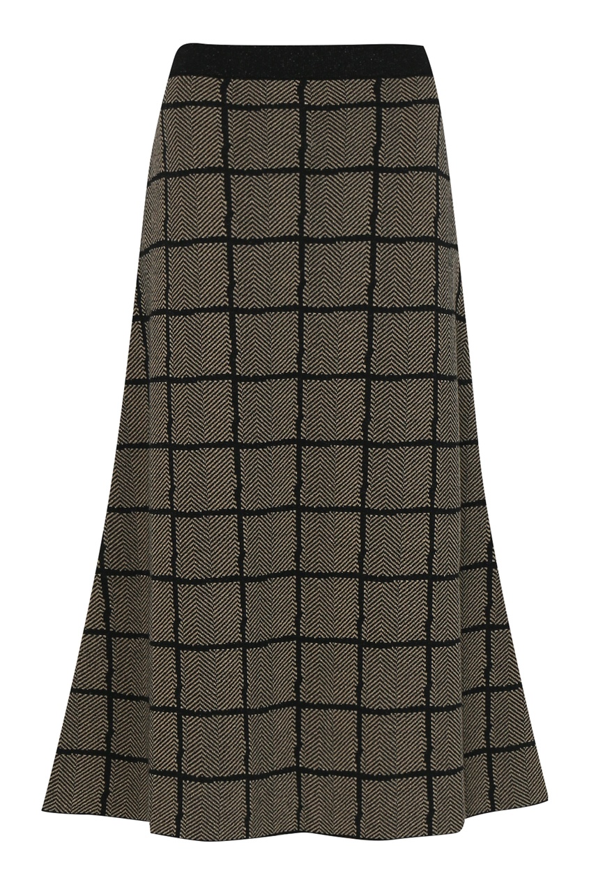 фото Бежево-черная трикотажная юбка в клетку Antonio marras