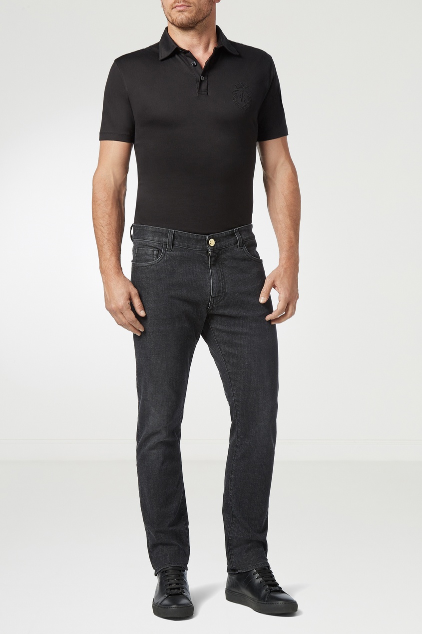 фото Черные джинсы с кожаной нашивкой billionaire