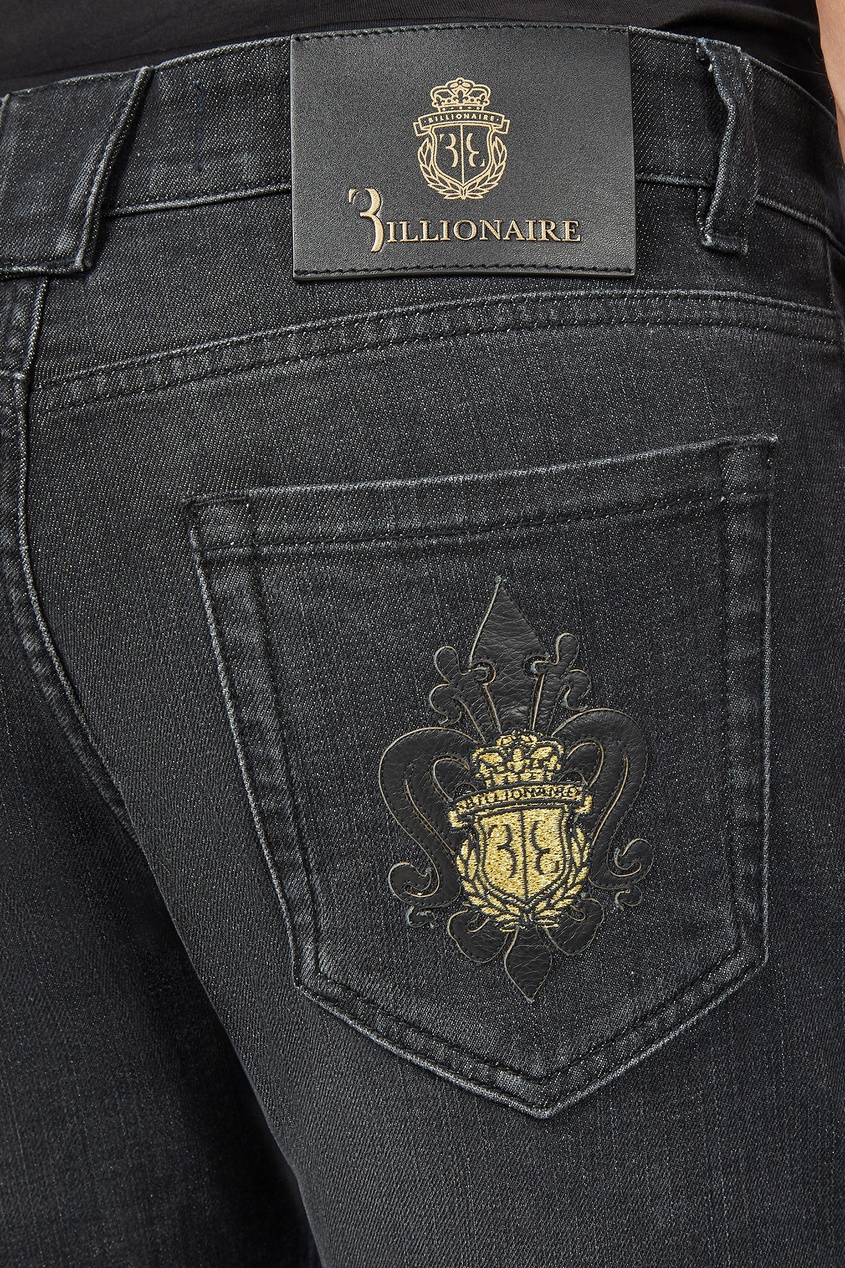 фото Черные джинсы с кожаной нашивкой billionaire