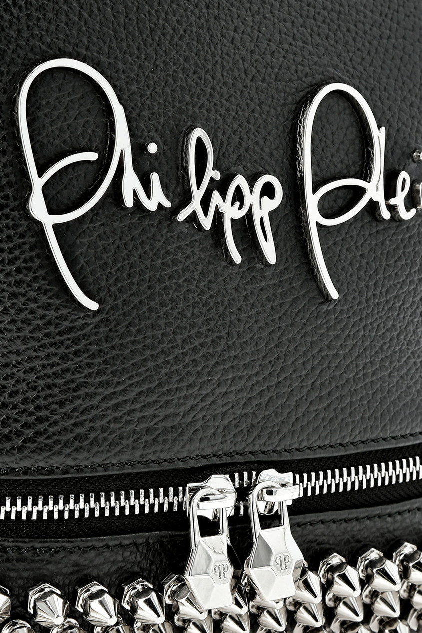 фото Черный рюкзак с шипами philipp plein