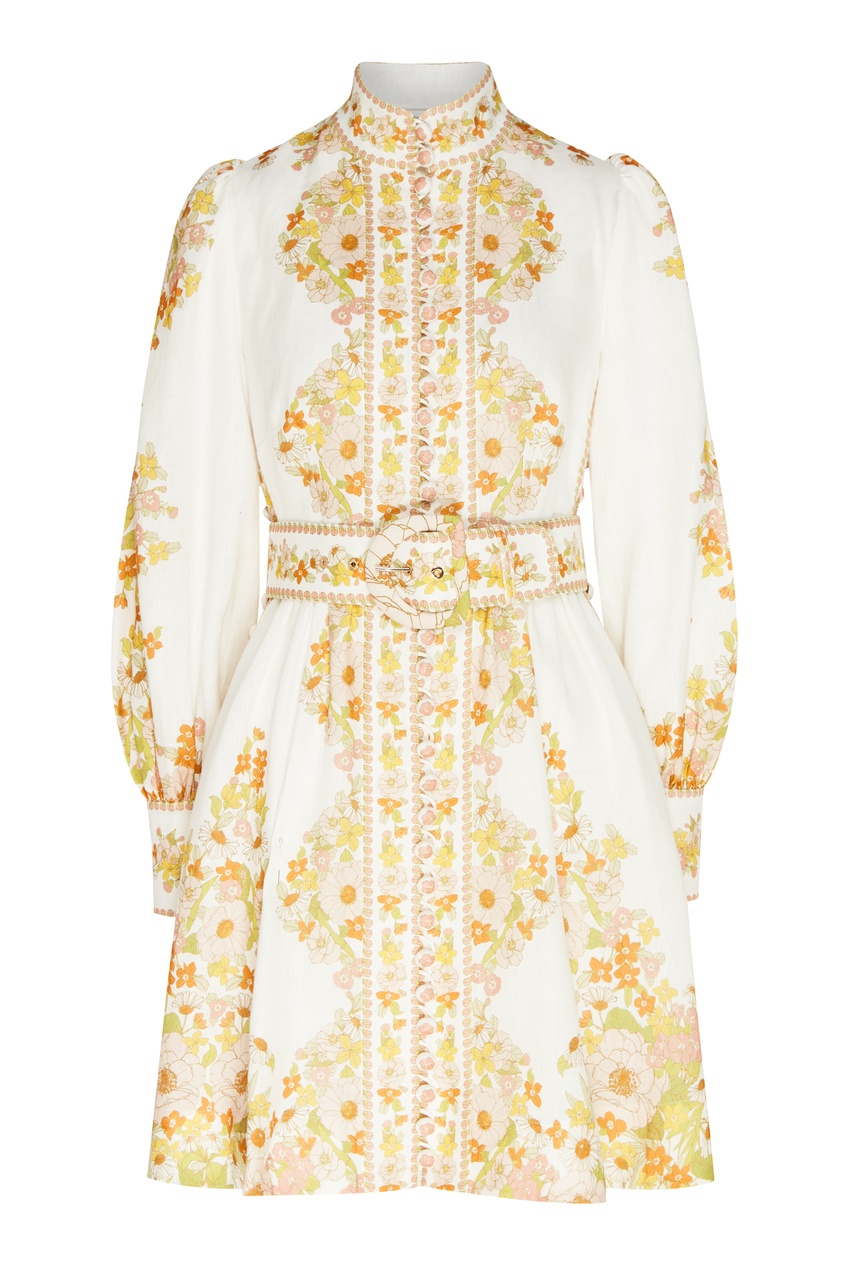 фото Льняное платье мини с цветочным принтом super eight zimmermann
