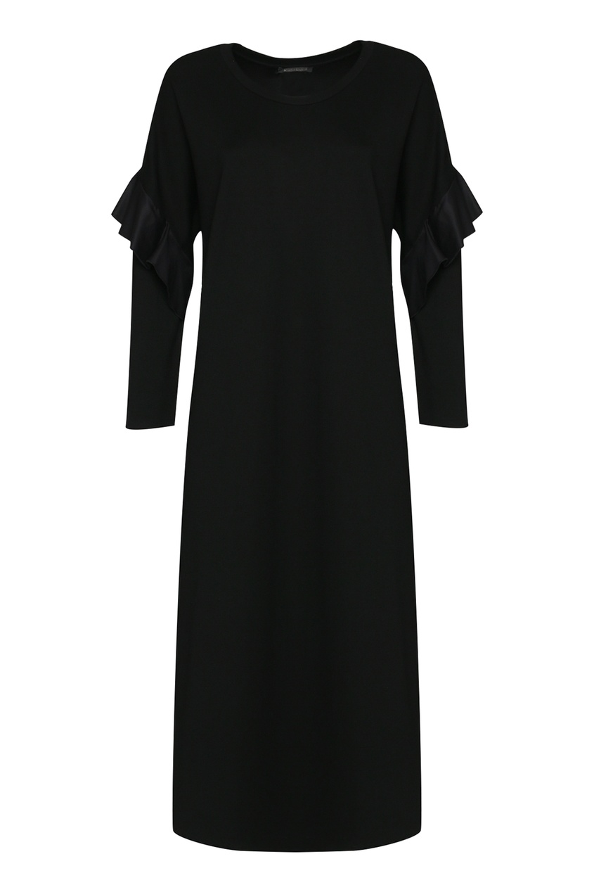 фото Черное платье миди с воланами marina rinaldi