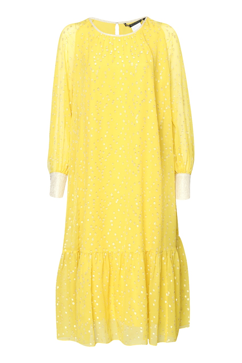 фото Желтое шелковое миди-платье marina rinaldi