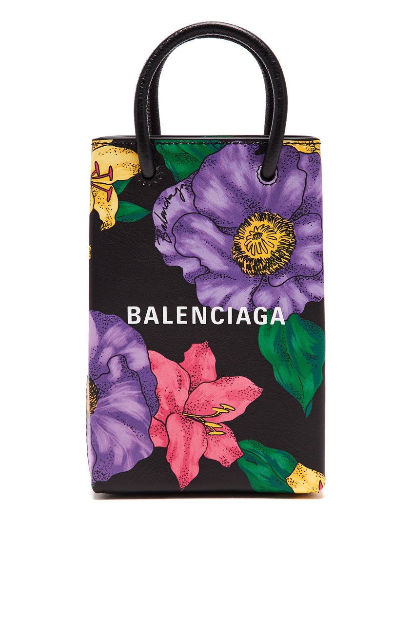 

Кожаная мини-сумка с цветочным принтом, Multicolor, Кожаная мини-сумка с цветочным принтом
