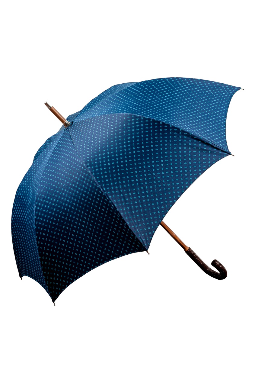 фото Синий зонт-трость с мелким принтом maglia francesco