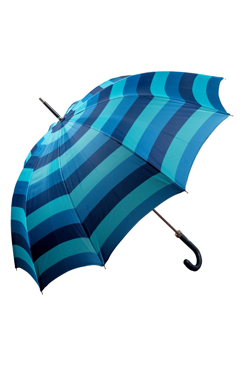 

Полосатый зонт с кожаной рукояткой, Бирюзовый, Полосатый зонт с кожаной рукояткой