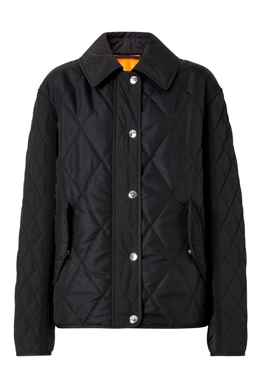 фото Черная стеганая куртка на молнии burberry