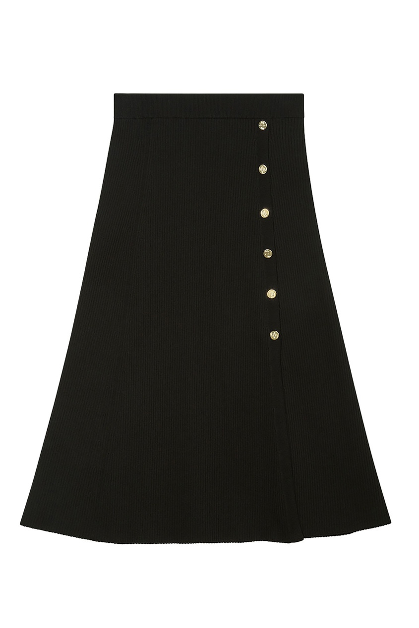 фото Черная трикотажная юбка с пуговицами maje