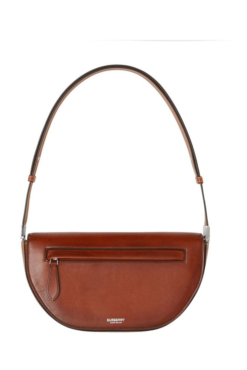 фото Компактная коричневая сумка из кожи olympia burberry