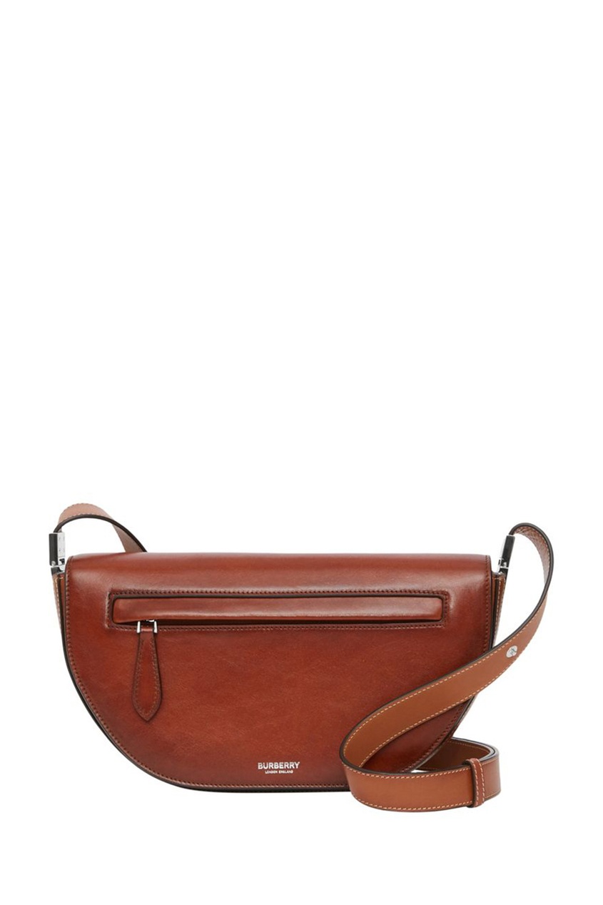 фото Компактная коричневая сумка из кожи olympia burberry