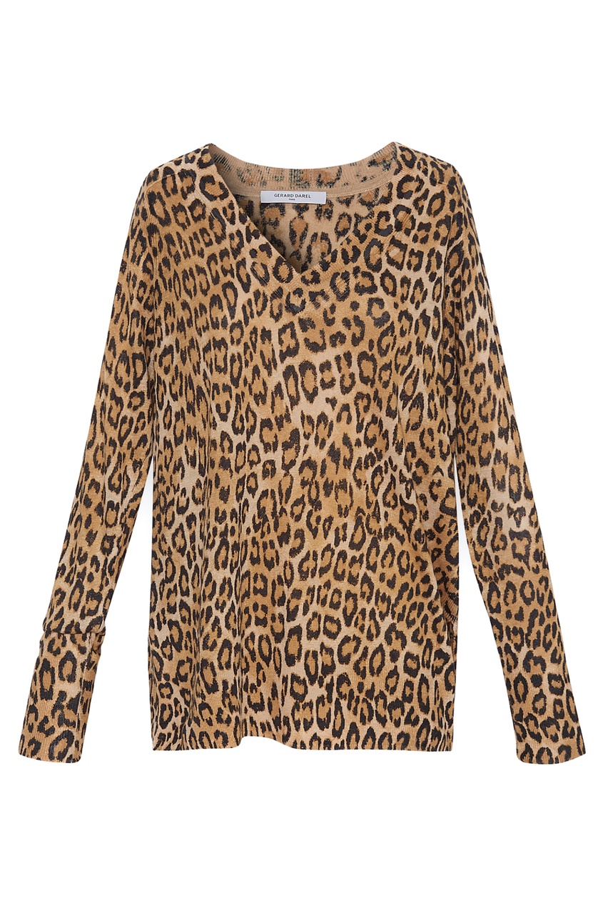 фото Льняной пуловер с леопардовым принтом gerard darel