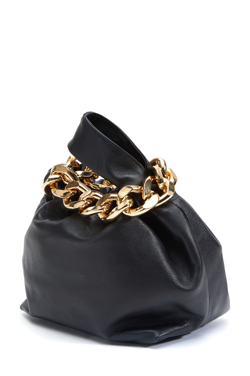 фото Черная кожаная сумка с цепью the santa monica demellier