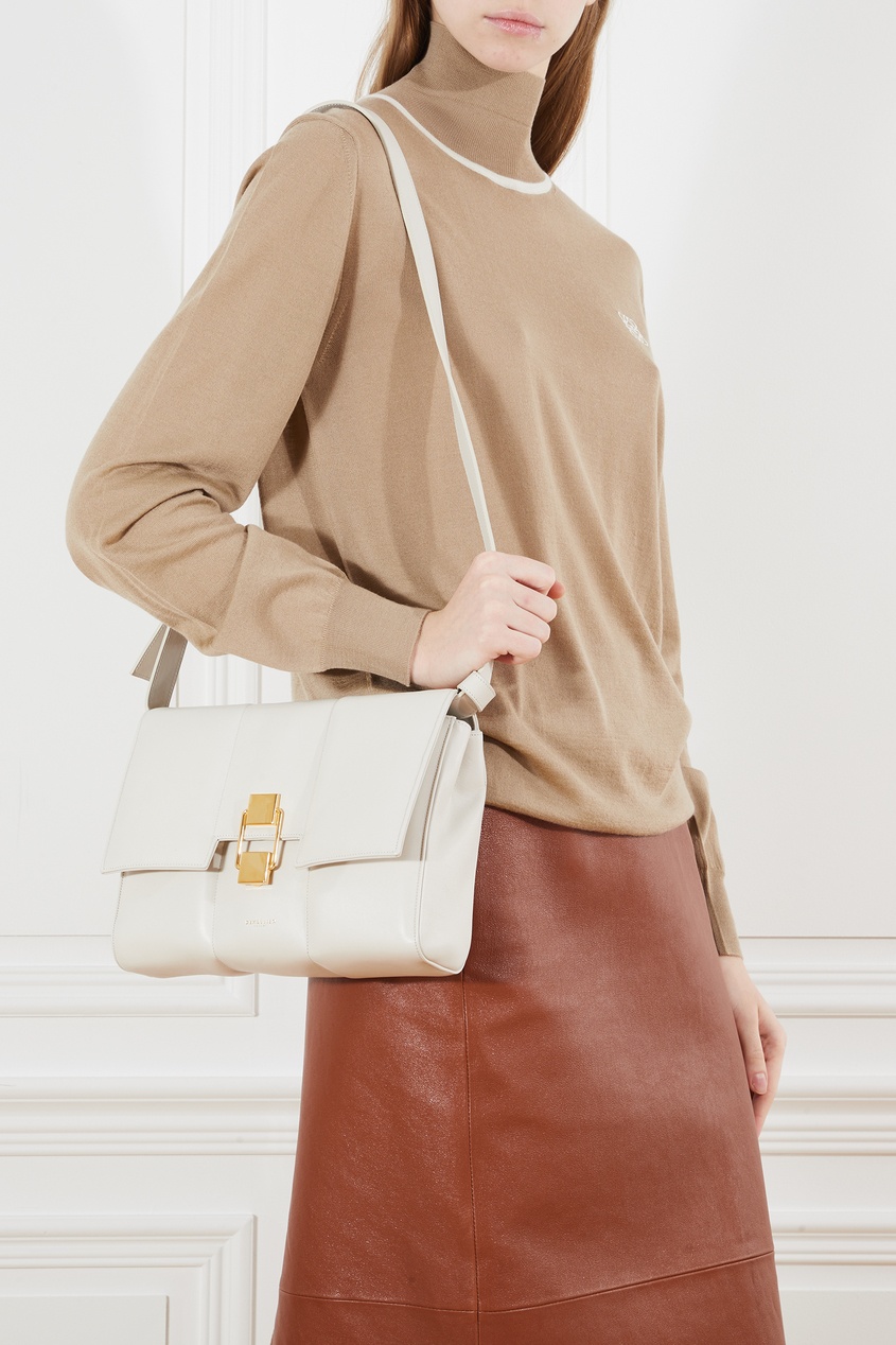 фото Белая кожаная сумка the alexandria demellier