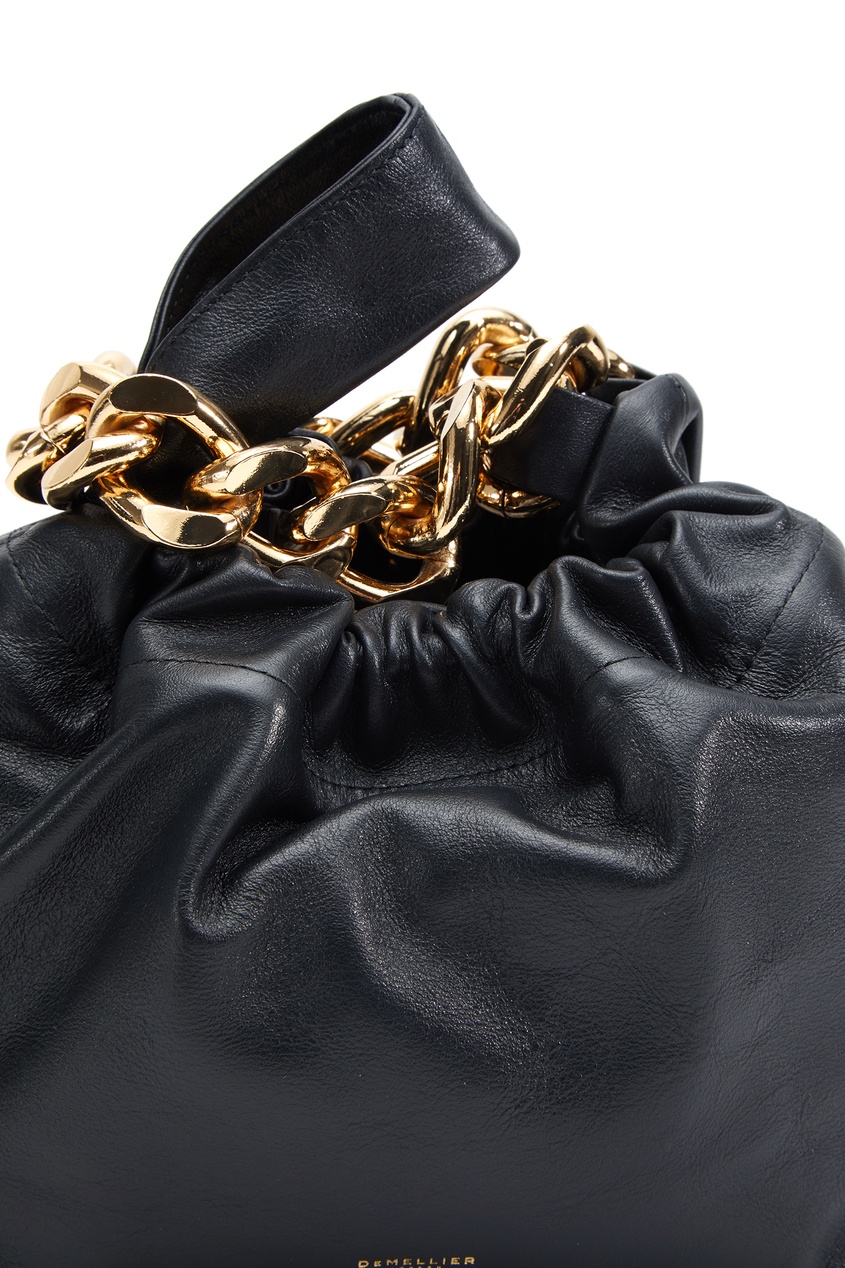 фото Черная кожаная сумка с цепью the santa monica demellier