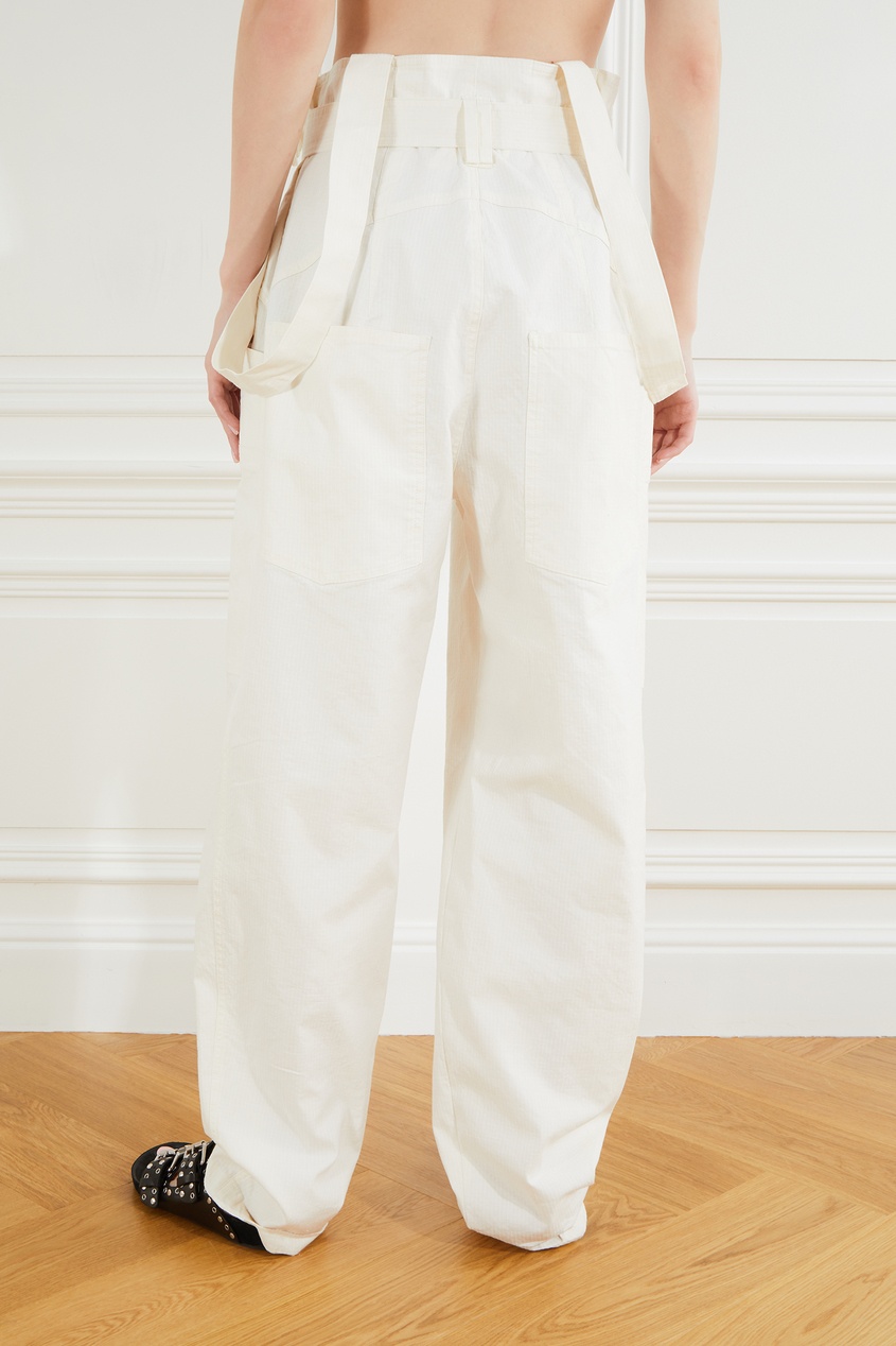 фото Бежевые брюки из льна и хлопка с подтяжками ekla isabel marant