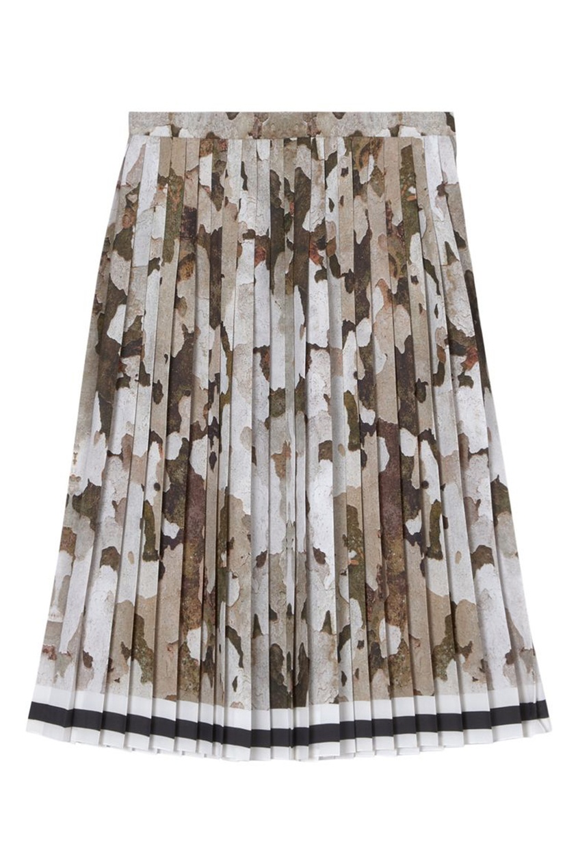фото Бежевая юбка с плиссировкой и камуфляжным принтом burberry