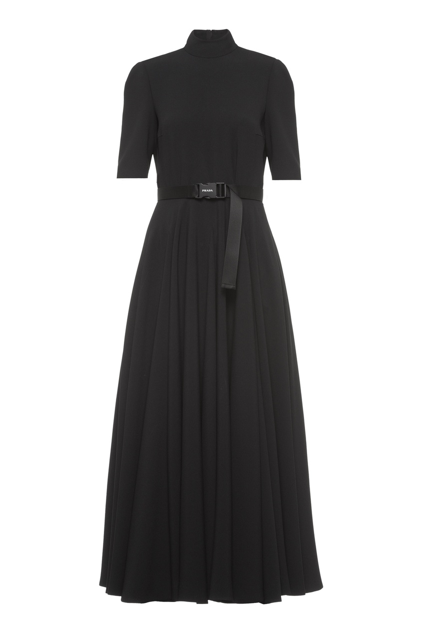 фото Черное платье с поясом prada