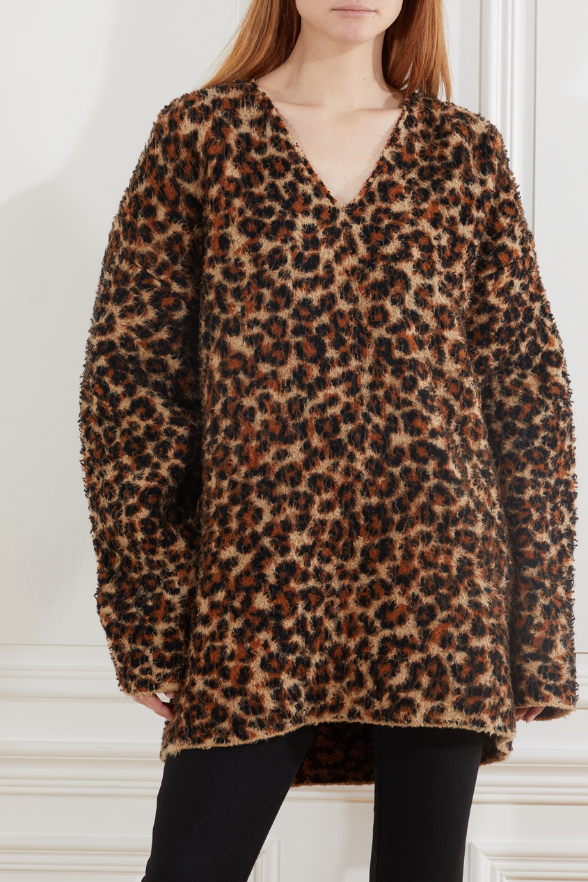 фото Шерстяной свитер с леопардовым принтом balenciaga