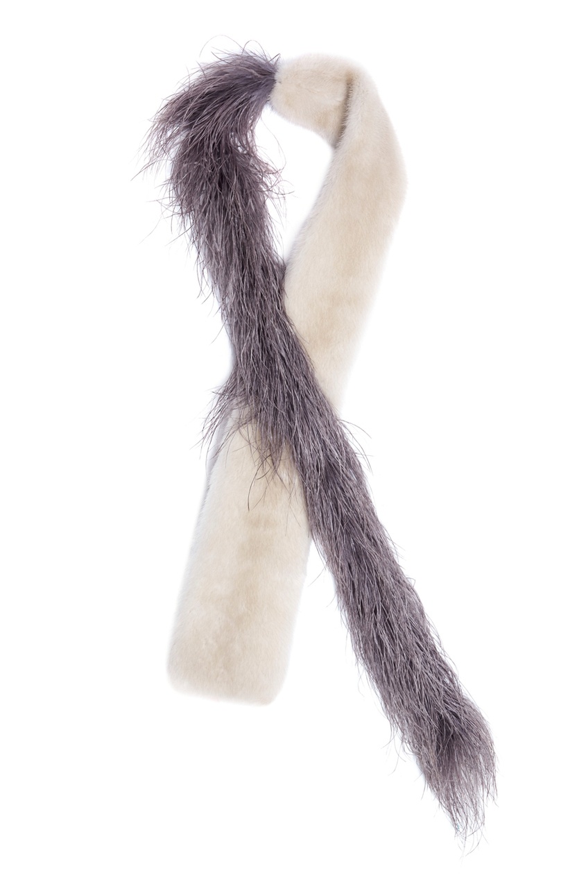 фото Шарф из меха норки и перьев страуса prada