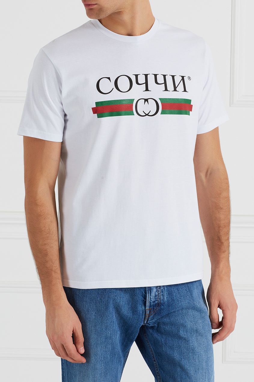 фото Белая футболка с принтом «соччи» artem krivda