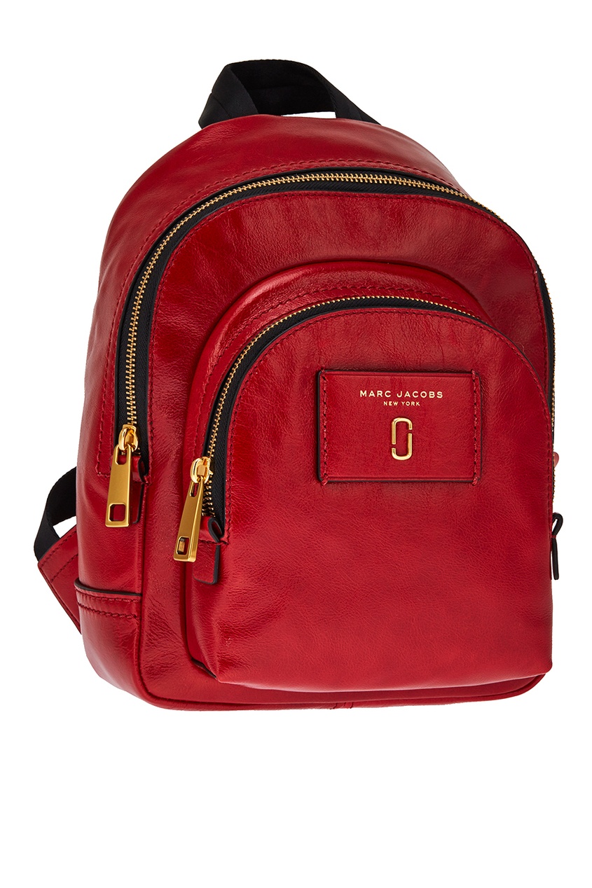 фото Красный кожаный рюкзак с логотипом The marc jacobs