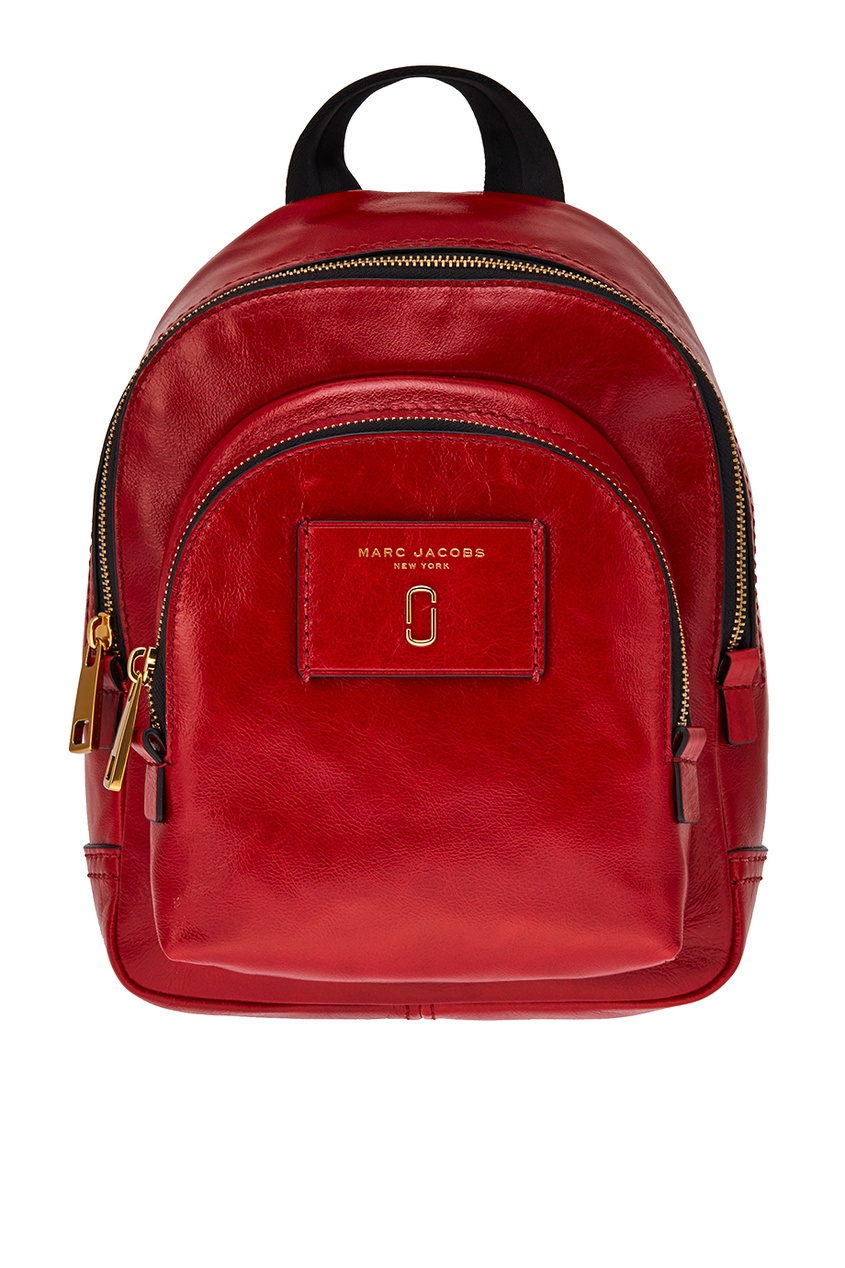 фото Красный кожаный рюкзак с логотипом the marc jacobs