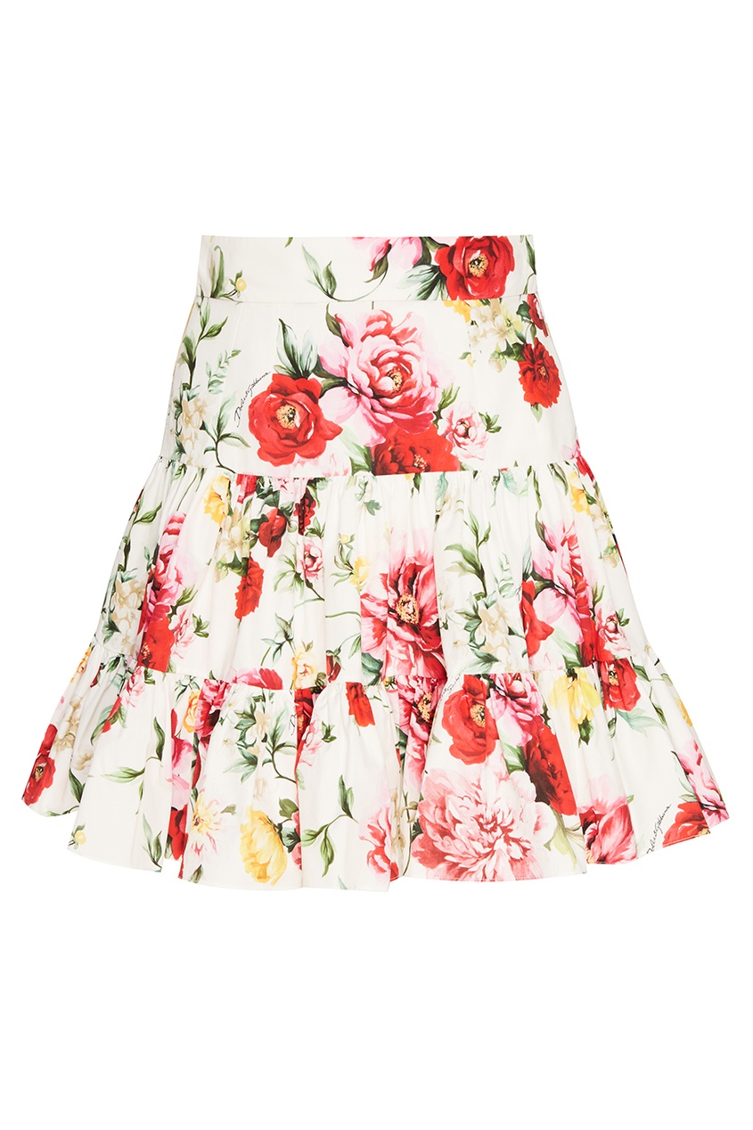 фото Хлопковая юбка с цветами dolce&gabbana