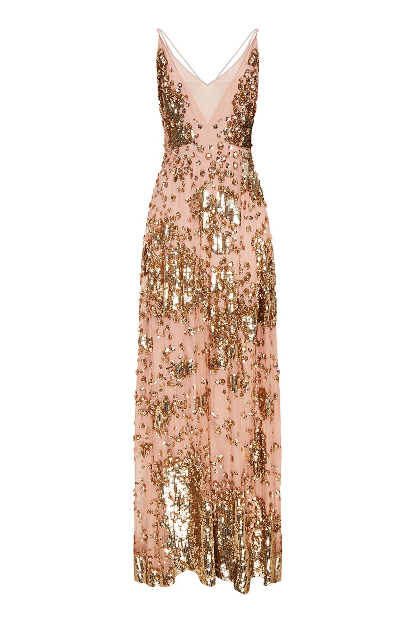 фото Шелковое платье с золотыми пайетками Valentino