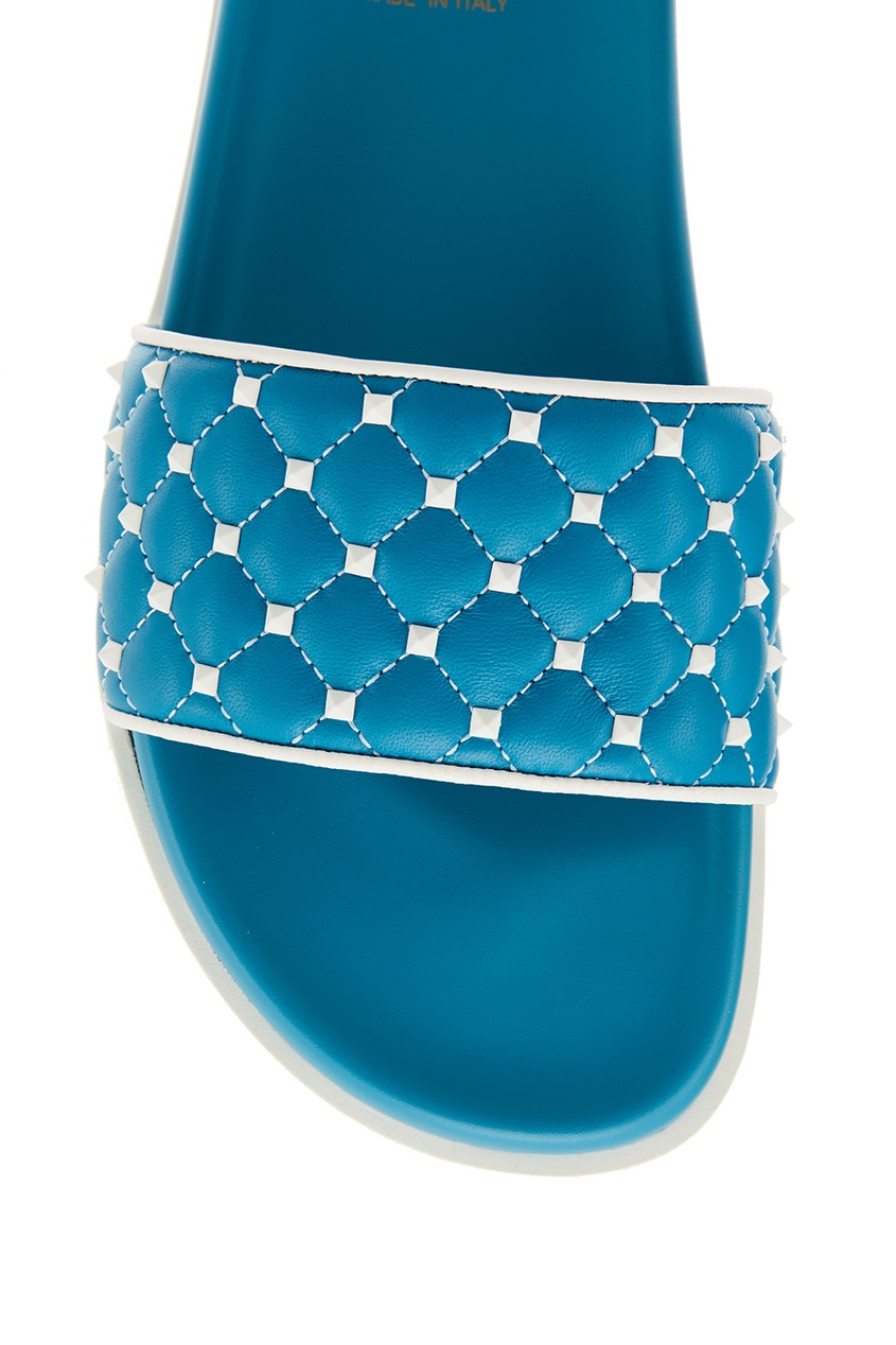 фото Голубые кожаные сандалии garavani free rockstud spike valentino