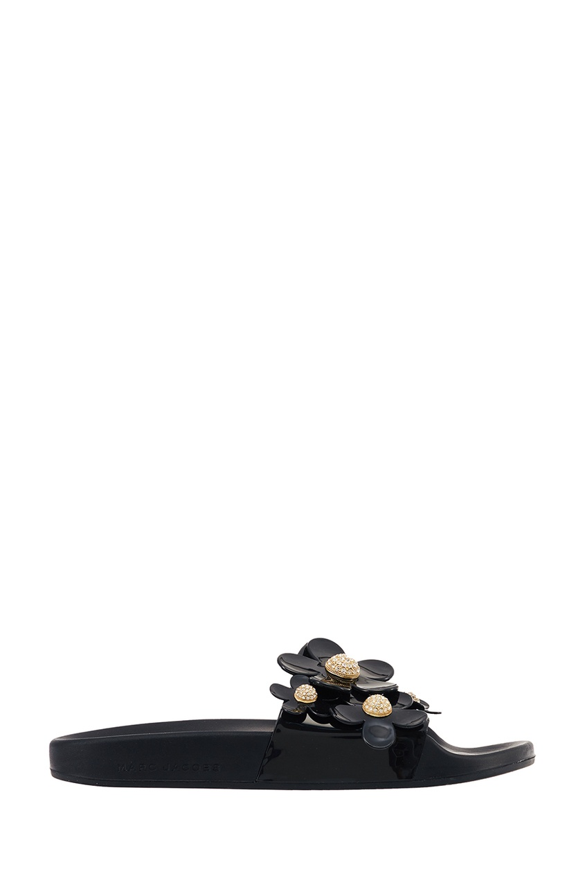 фото Черные сандалии с объемными цветами marc jacobs (the)
