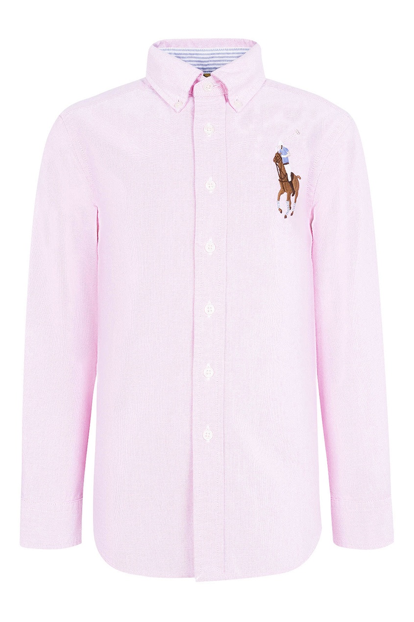 фото Розовая рубашка с цветной вышивкой ralph lauren kids