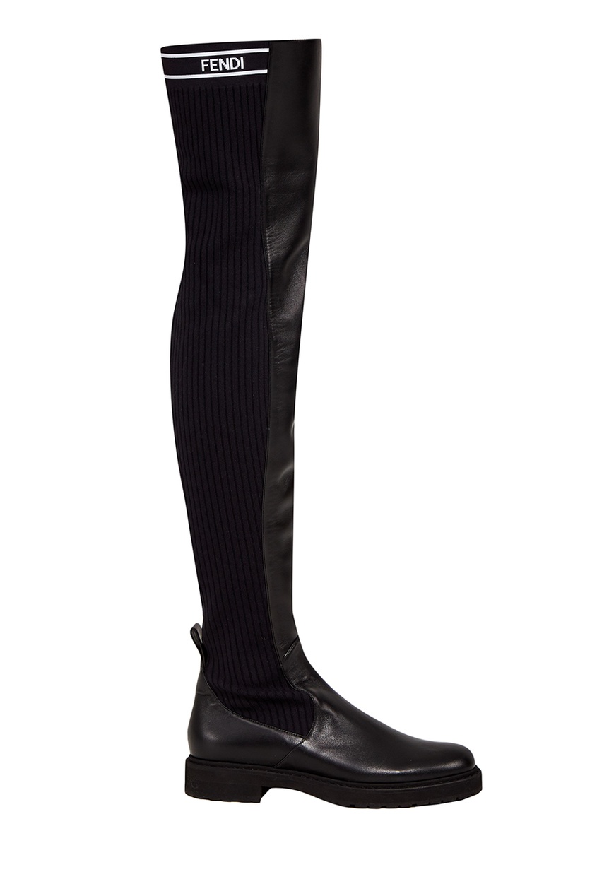 фото Черные кожаные сапоги Fendi