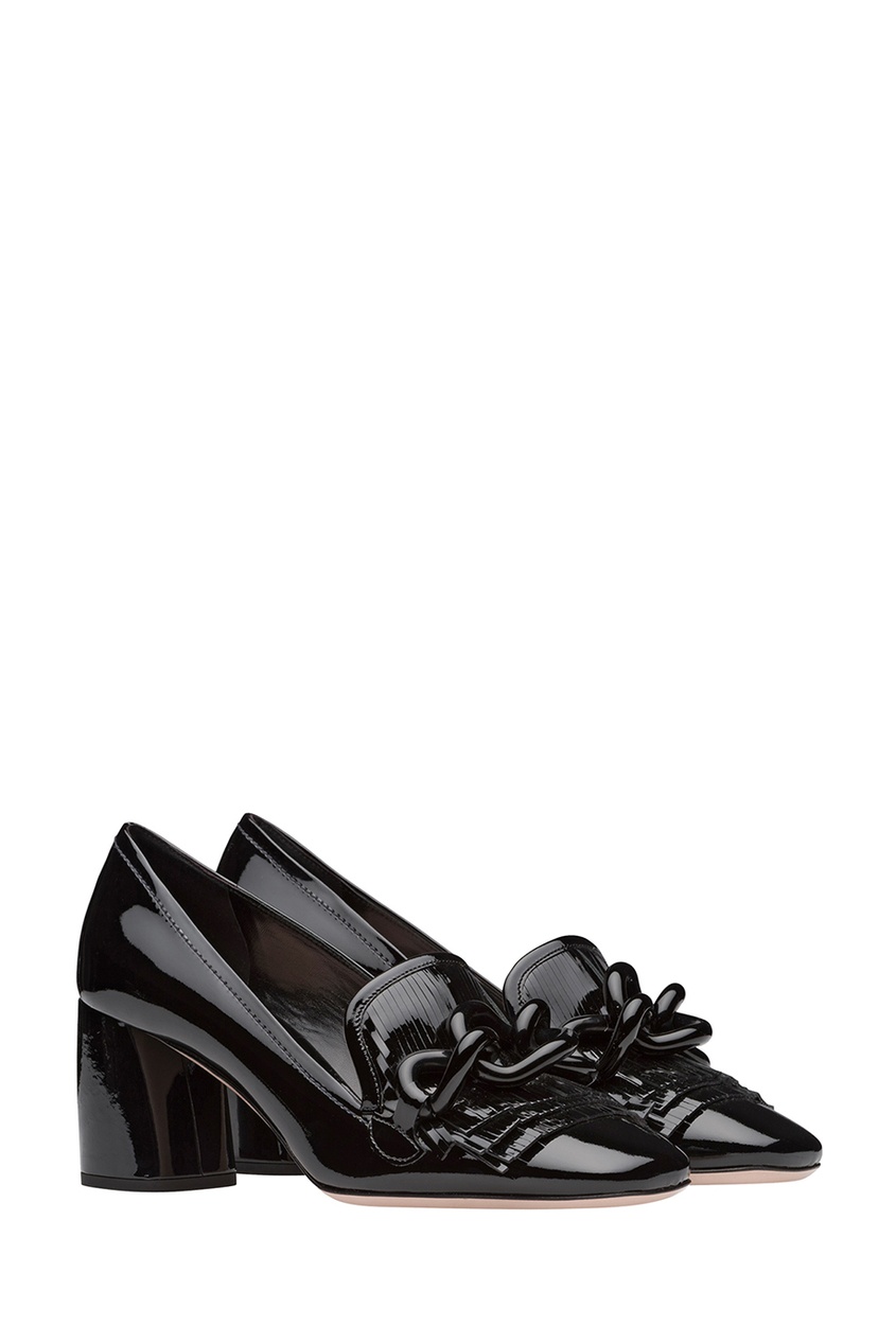 фото Черные лакированные туфли с цепочкой Miu miu
