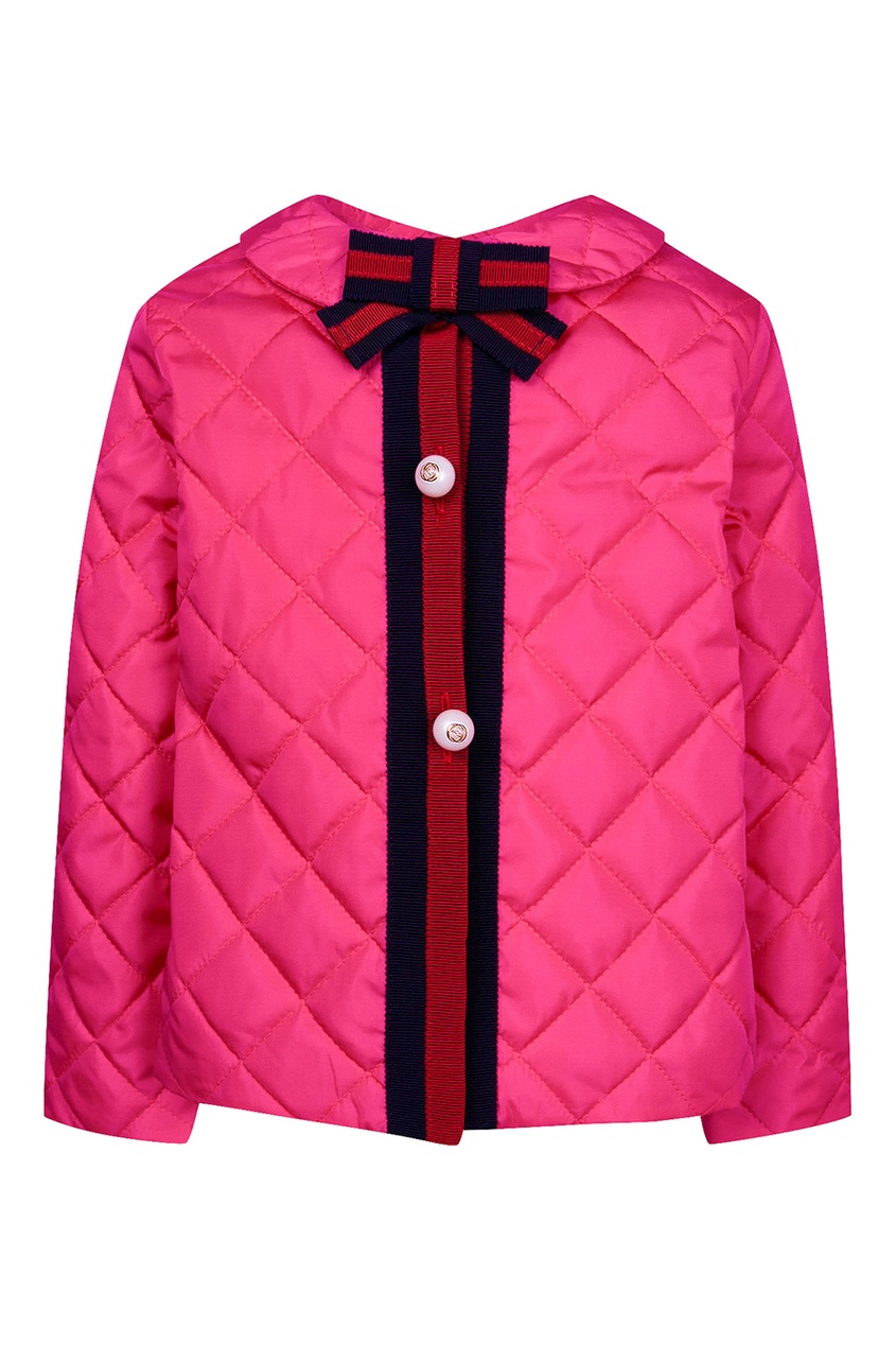 фото Розовая стеганая куртка с контрастной отделкой gucci