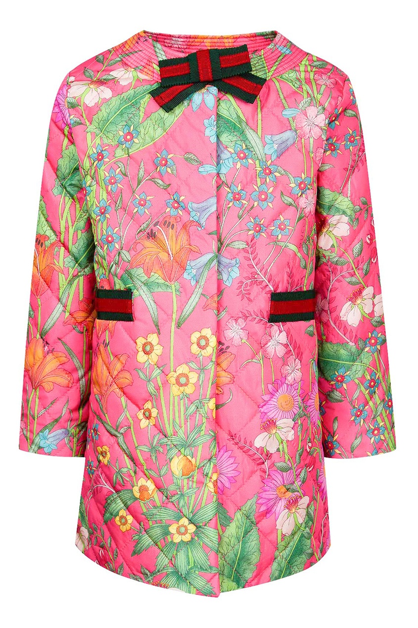 фото Стеганая куртка с цветочным принтом gucci
