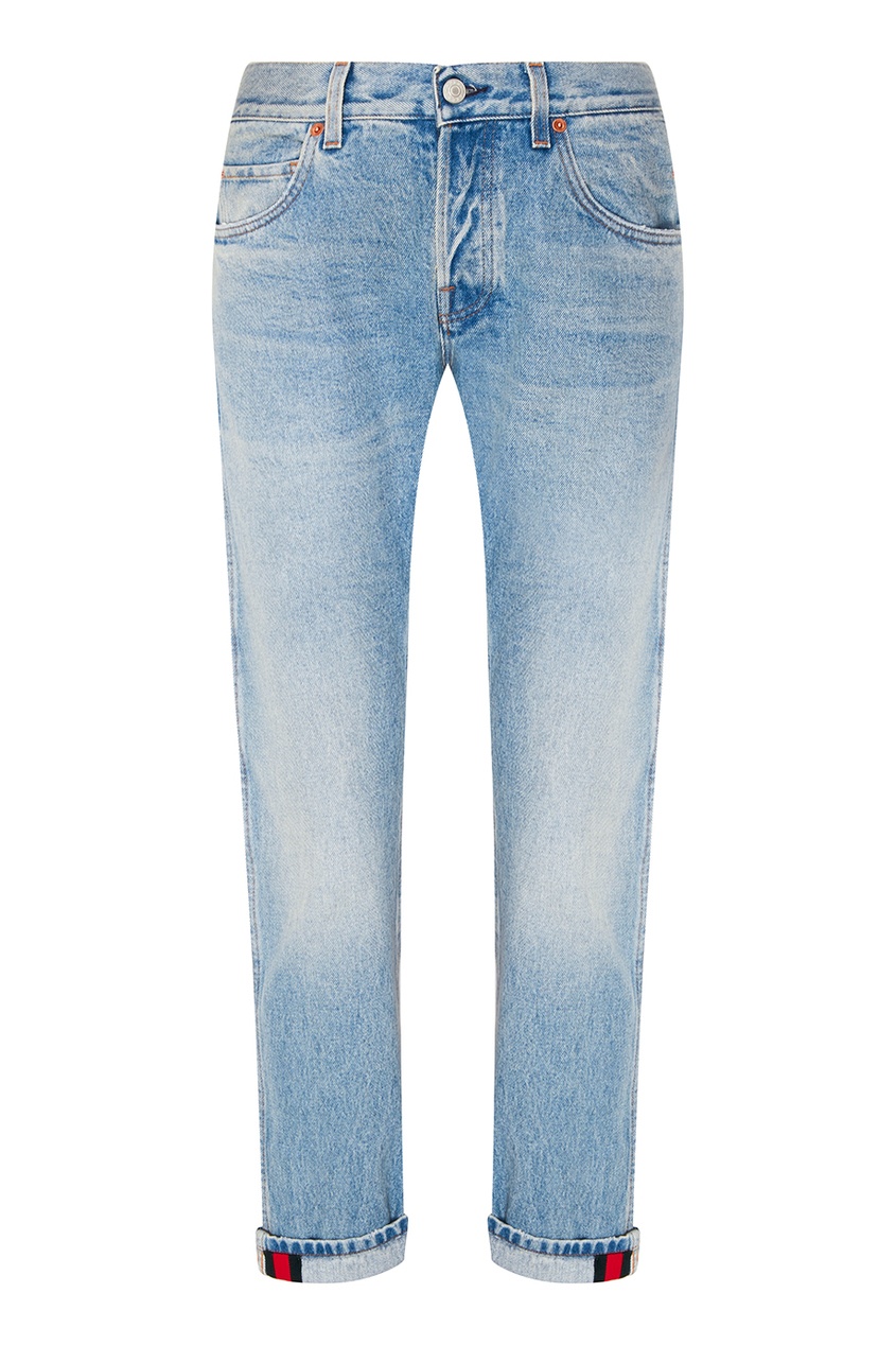 фото Голубые джинсы с потертостями Gucci man