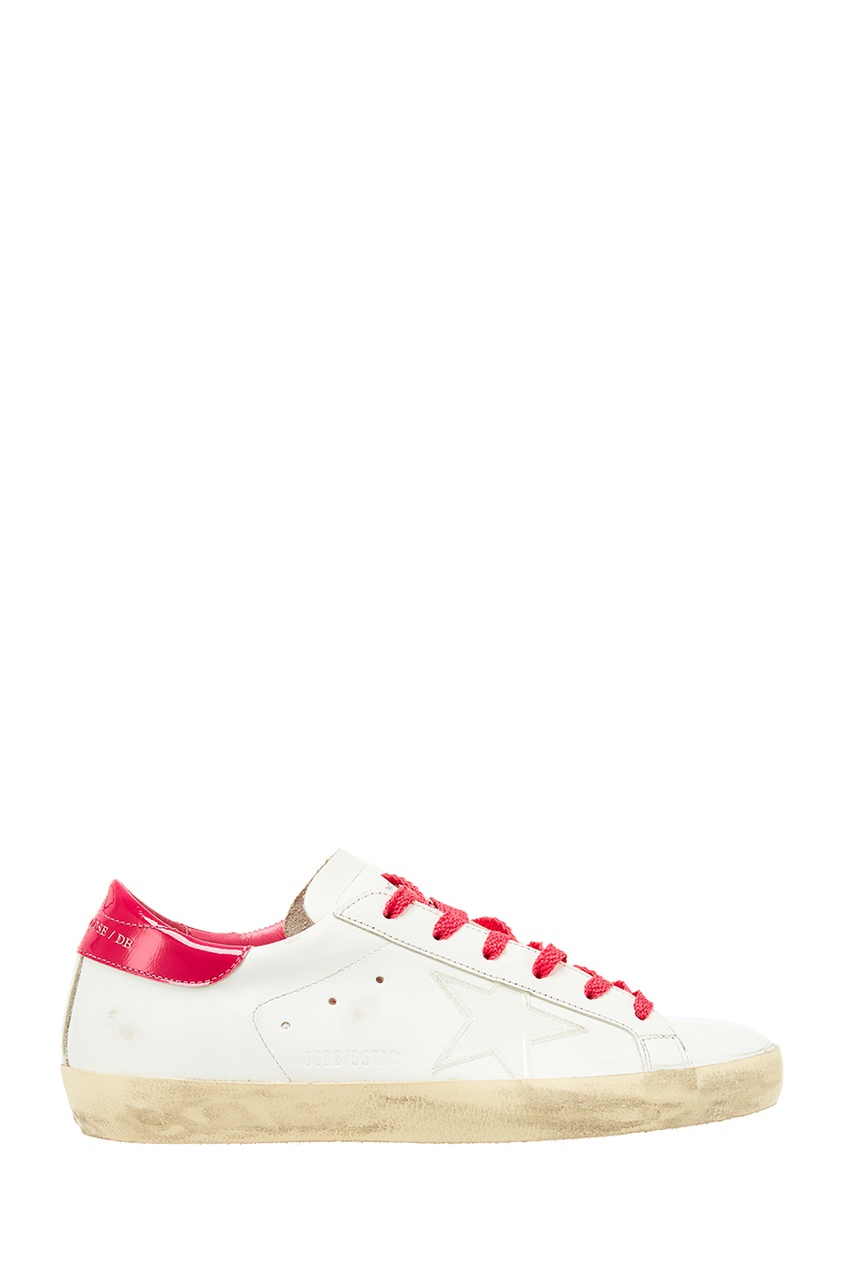фото Белые кроссовки с розовой шнуровкой golden goose deluxe brand