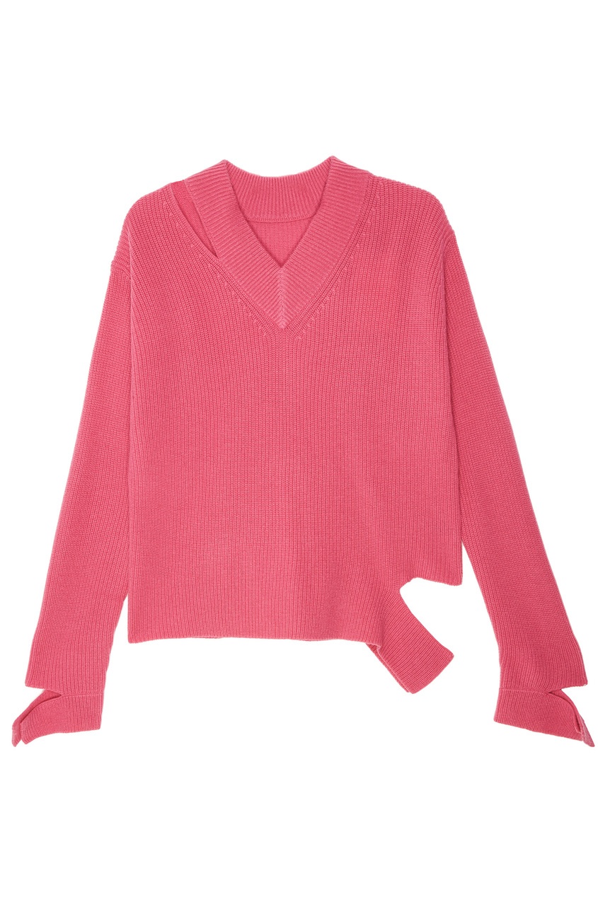 фото Розовый пуловер из шерсти mo&co