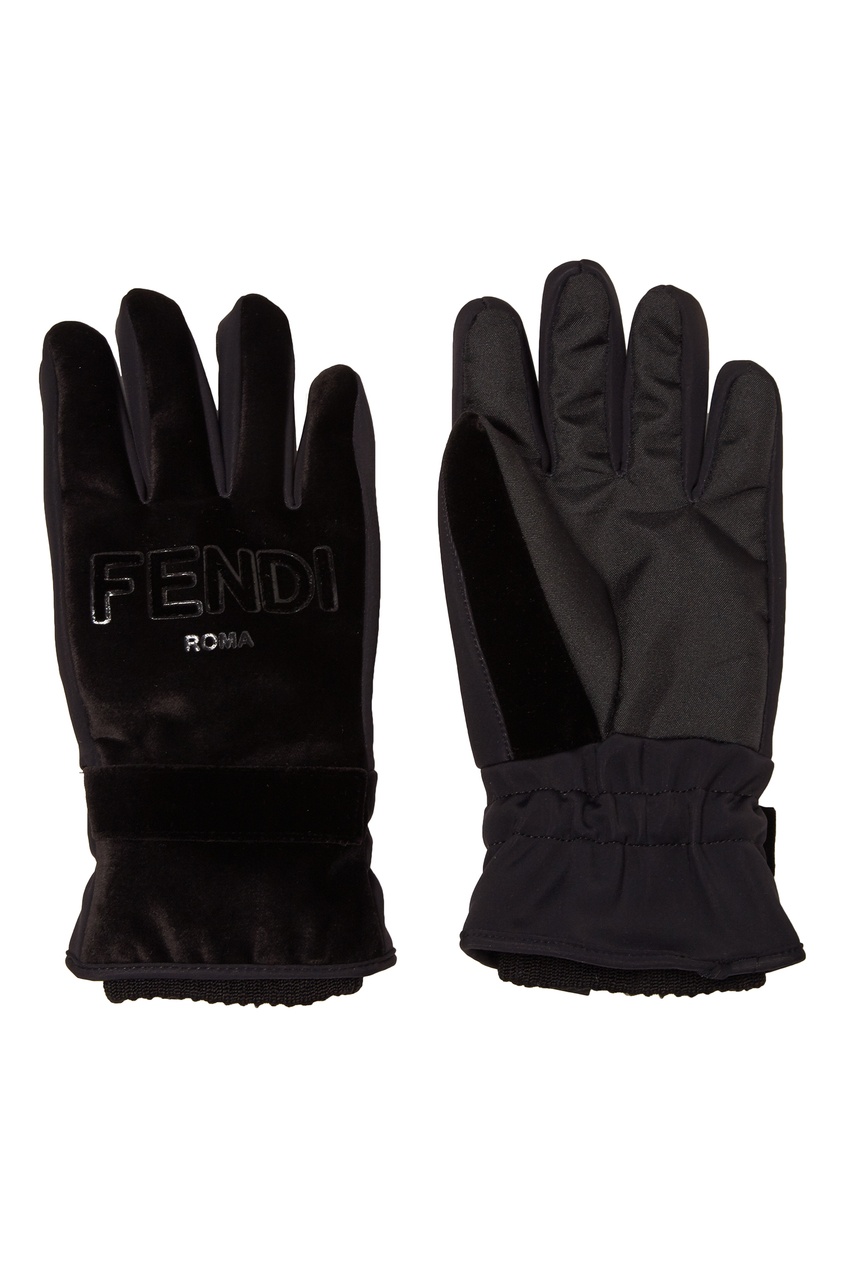 фото Черные перчатки с логотипом Fendi