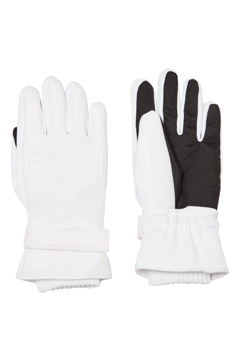 фото Белые перчатки с логотипом Fendi