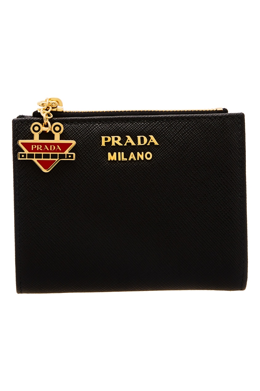 фото Черный кошелек с логотипом prada