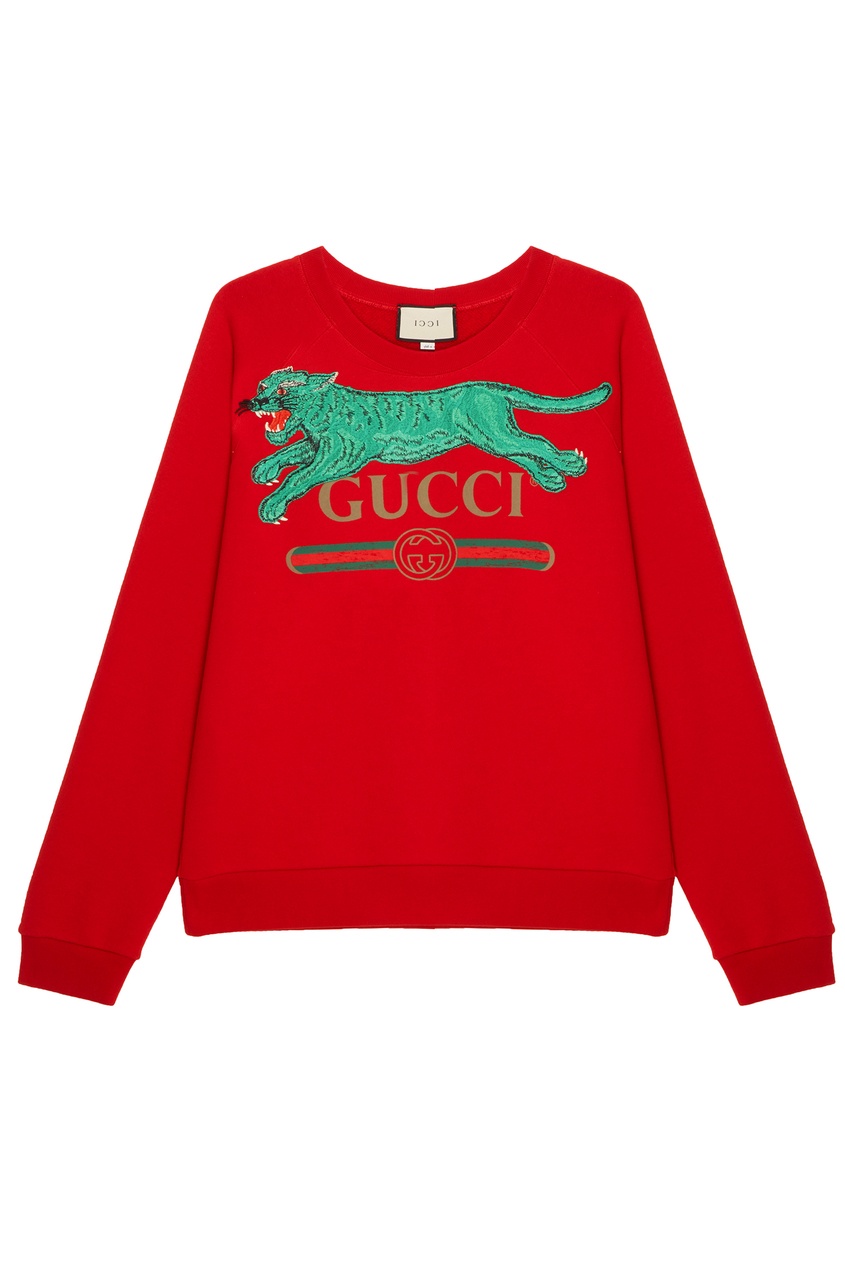 фото Красный свитшот с принтом Gucci man